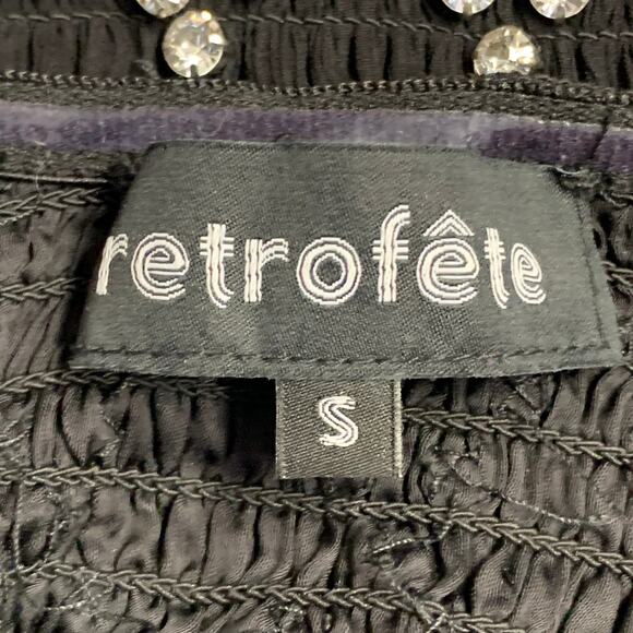 RETROFETE Size S Black Silver Viscose Crystal Embellishment Strapless Mini Dress - Picture 6 of 8